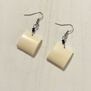 Ivory Resin Bead Dangle Earrings